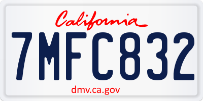 CA license plate 7MFC832