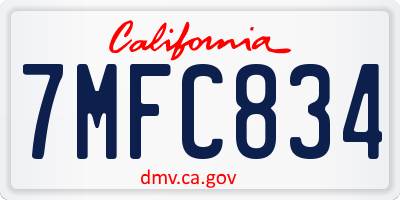 CA license plate 7MFC834