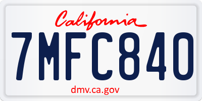 CA license plate 7MFC840