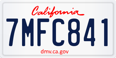 CA license plate 7MFC841