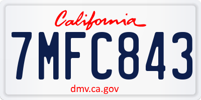 CA license plate 7MFC843