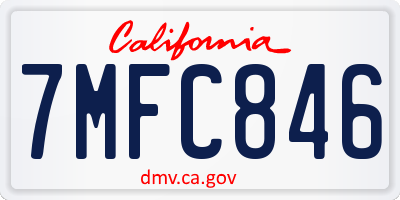 CA license plate 7MFC846