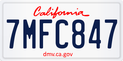 CA license plate 7MFC847