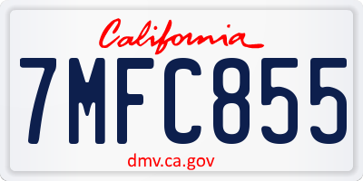 CA license plate 7MFC855