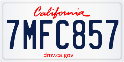 CA license plate 7MFC857