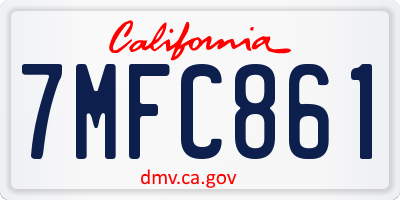 CA license plate 7MFC861