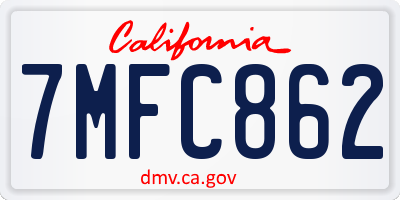 CA license plate 7MFC862