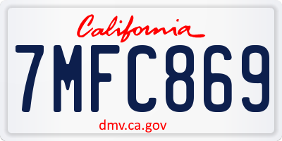 CA license plate 7MFC869