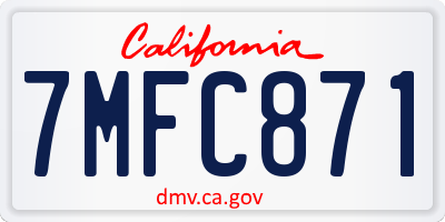 CA license plate 7MFC871