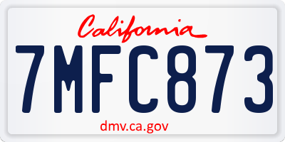 CA license plate 7MFC873