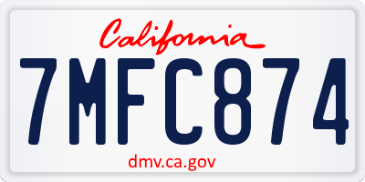 CA license plate 7MFC874