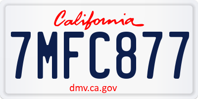 CA license plate 7MFC877