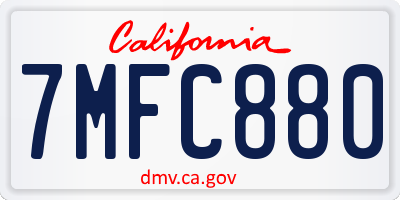 CA license plate 7MFC880