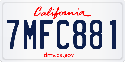 CA license plate 7MFC881