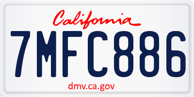 CA license plate 7MFC886
