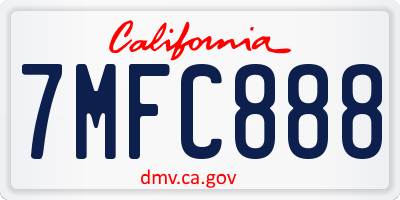 CA license plate 7MFC888