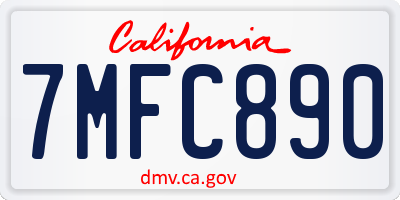 CA license plate 7MFC890