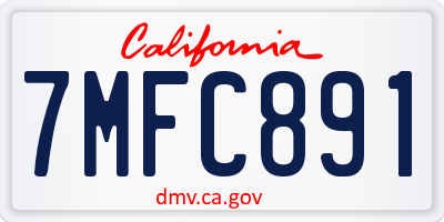 CA license plate 7MFC891