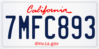 CA license plate 7MFC893
