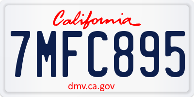 CA license plate 7MFC895