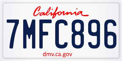 CA license plate 7MFC896