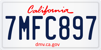 CA license plate 7MFC897