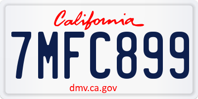CA license plate 7MFC899