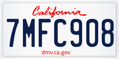 CA license plate 7MFC908