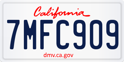CA license plate 7MFC909