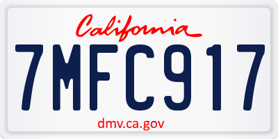 CA license plate 7MFC917