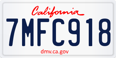 CA license plate 7MFC918