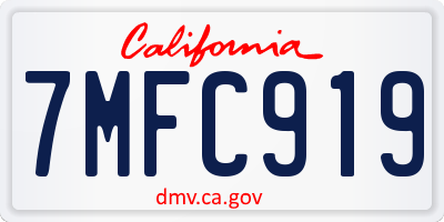 CA license plate 7MFC919