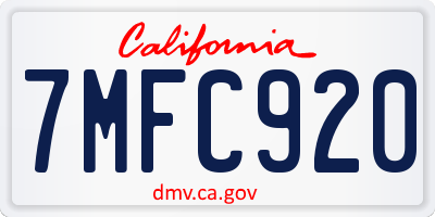 CA license plate 7MFC920