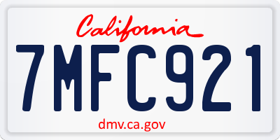 CA license plate 7MFC921