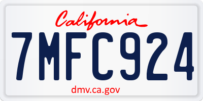 CA license plate 7MFC924