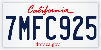 CA license plate 7MFC925