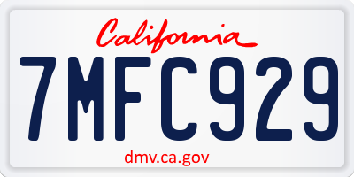 CA license plate 7MFC929