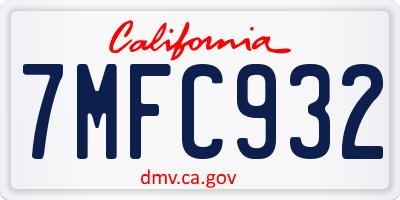 CA license plate 7MFC932