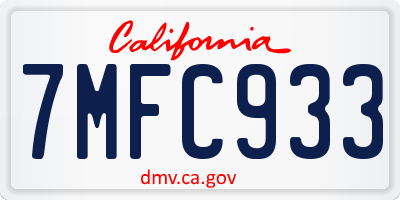 CA license plate 7MFC933