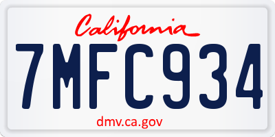 CA license plate 7MFC934