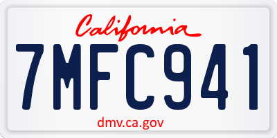 CA license plate 7MFC941