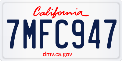 CA license plate 7MFC947