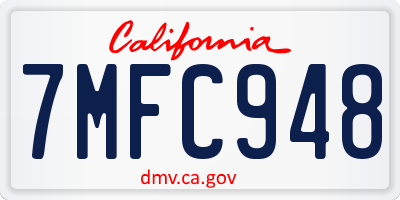 CA license plate 7MFC948