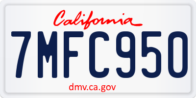 CA license plate 7MFC950
