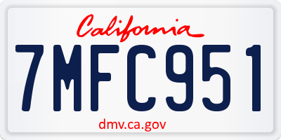 CA license plate 7MFC951