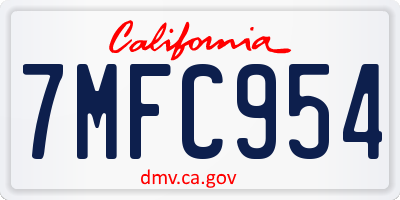 CA license plate 7MFC954