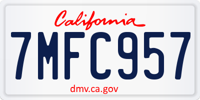 CA license plate 7MFC957