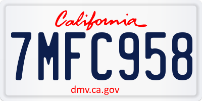 CA license plate 7MFC958
