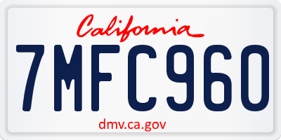 CA license plate 7MFC960