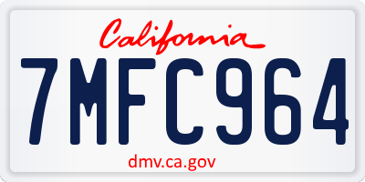 CA license plate 7MFC964